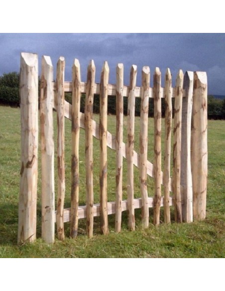 Portillon En Noisette Pour Clôture - Hauteur 60 Cm, écartement Lamelles 3-4 Cm, Avec Ferrures Noires
